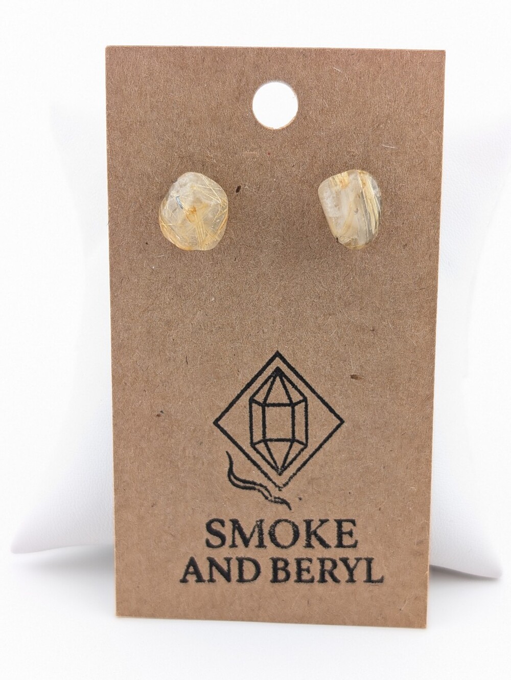 Honey Rutilated Quartz Gemstone Earrings - Picture 8 of 8